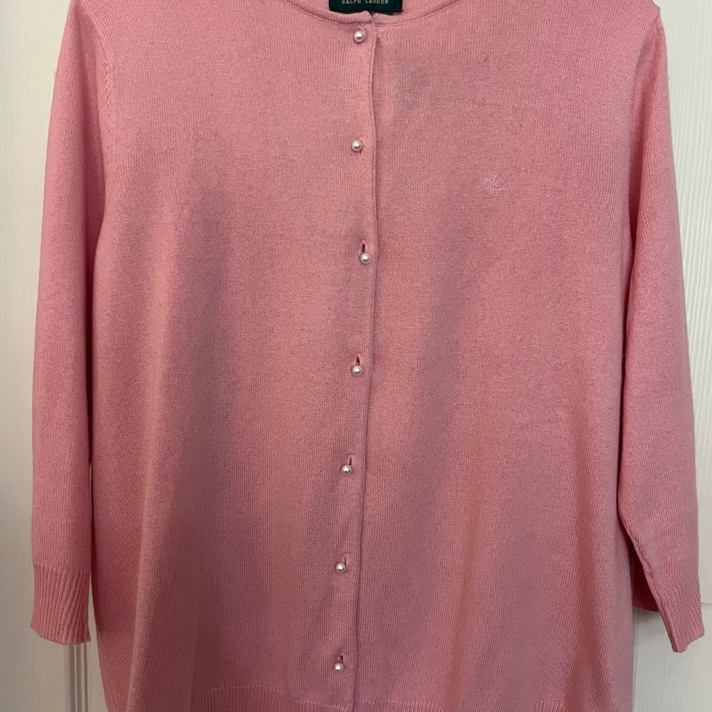 Ralph Lauren Pink Button-Up Women's Cardigan Set